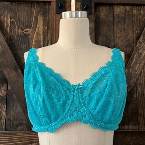 🌟 Barely  breezies embroidered microfiber bra style A72247 turquoise Sz- 38D